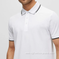 Ribbed Collar Knitted Cotton Polo Shirts